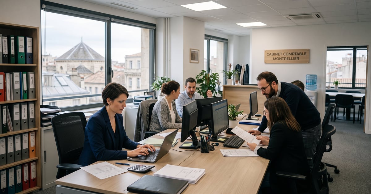 Cabinet comptable à Montpellier — bureau moderne d'un expert-comptable en activité