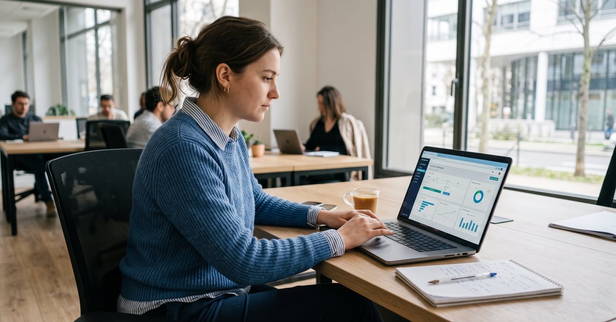 Logiciel comptable gratuit affiché sur un ordinateur moderne dans un bureau professionnel